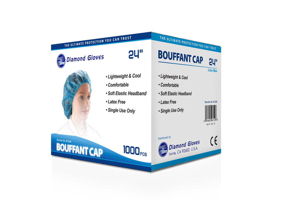 24” Bouffant Cap Blue SU-103 (Case of 1,000 pcs)