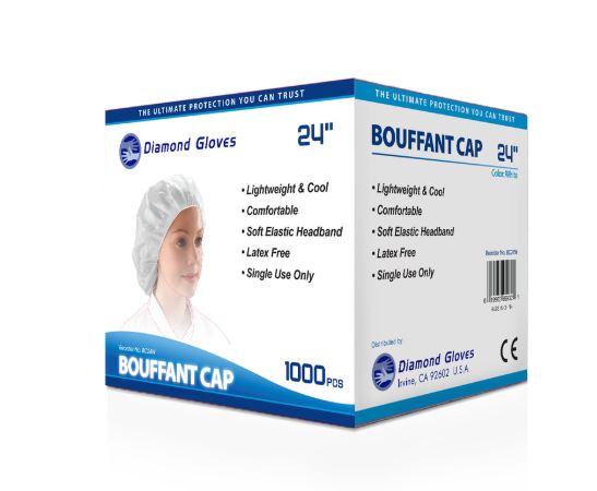 24” Bouffant Cap White SU-102 (Case of 1,000 pcs)