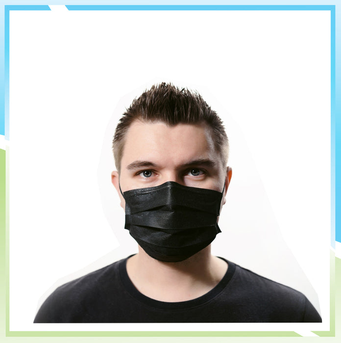 Face Mask Disposable Adult Black (50 Pack)