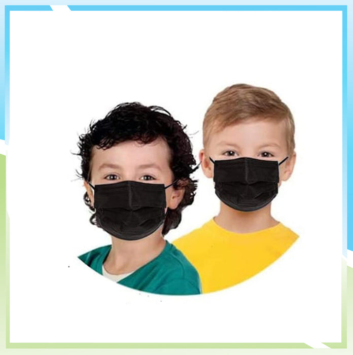 Face Mask Disposable Kids Black (50 Pack)