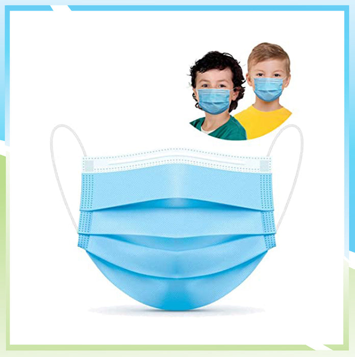 Face Mask Disposable Kids Blue (50 Pack)