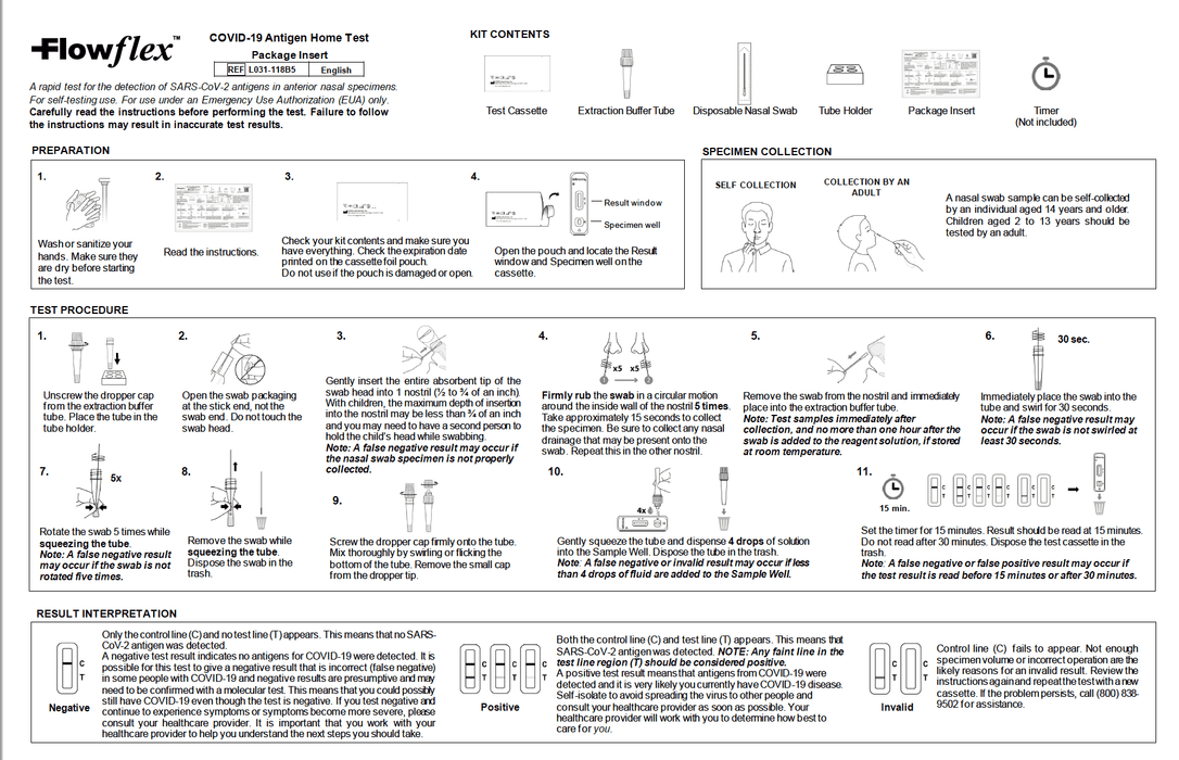 FlowFlex COVID19 Rapid Antigen Test RAT-101 (Case of 300) — ADN Care LLC